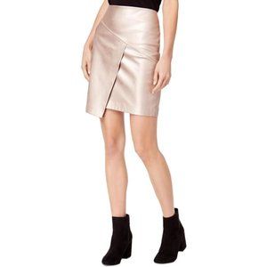 ~Rose Gold Faux-Leather Metallic Crossover Skirt~